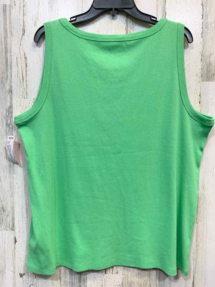 PRE-OWNED TALBOTS PLUS SIZES Size 2X PASTEL GREEN RIBBED TANK TOP Tank Top/PASTE
