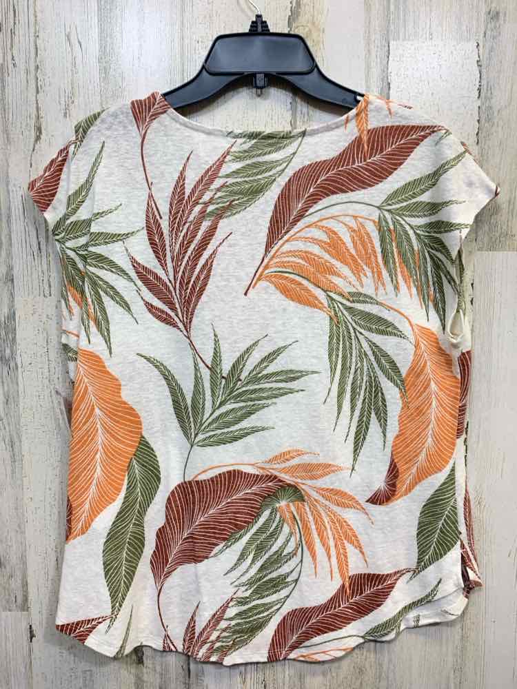 PRE-OWNED ORVIS Tops Size M BIEGE/ORANGE/GRN/BRWN TROPICAL SHORT SLEEVES Shirt/T