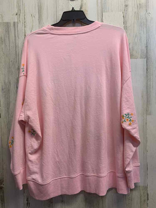 NWT CROWN & IVY Tops Size XL BABY PINK/YELLOW/GREEN DAISIES SWEATER SWEATER/CREW