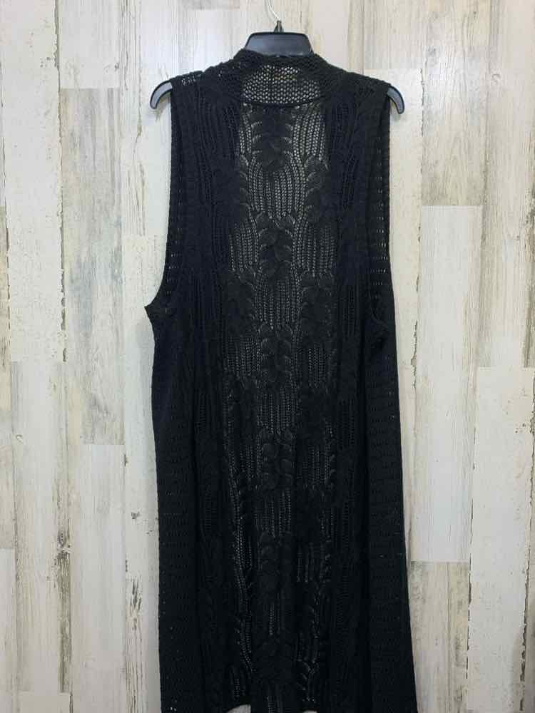 LAUREN MICHELLE PLUS SIZES Size 2X Black CROCHET VEST Vest