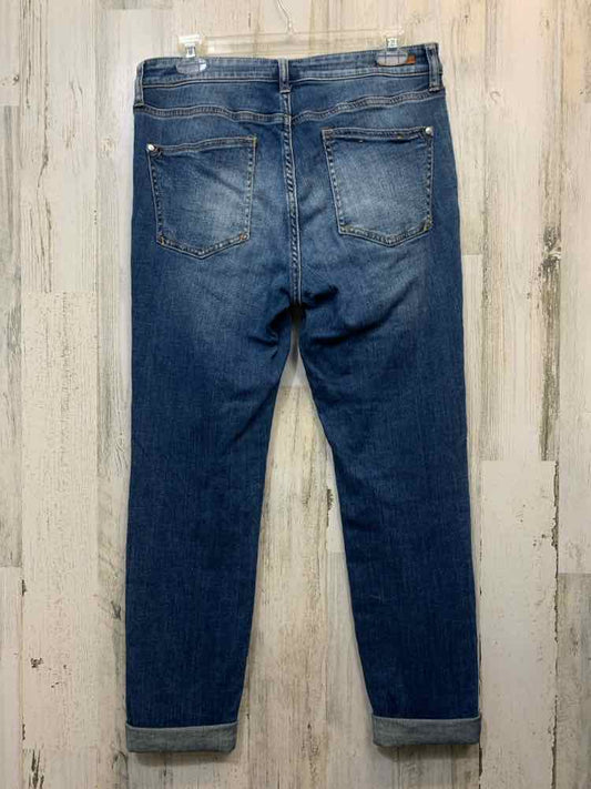 Size 30 PILCRO AND THE LETTERPRESS BOTTOMS Blue JEAN CAPRI CUFFED LEG