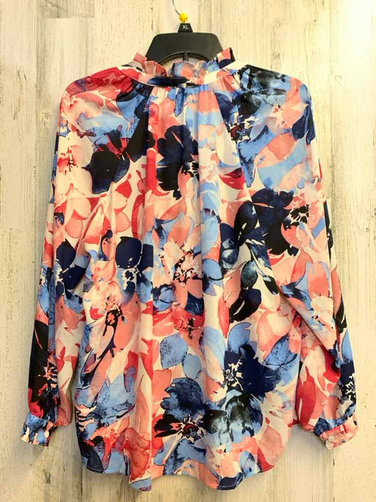 NWT JONES NEW YORK Tops Size PL PNK/BLU Floral LONG SLEEVES TOP