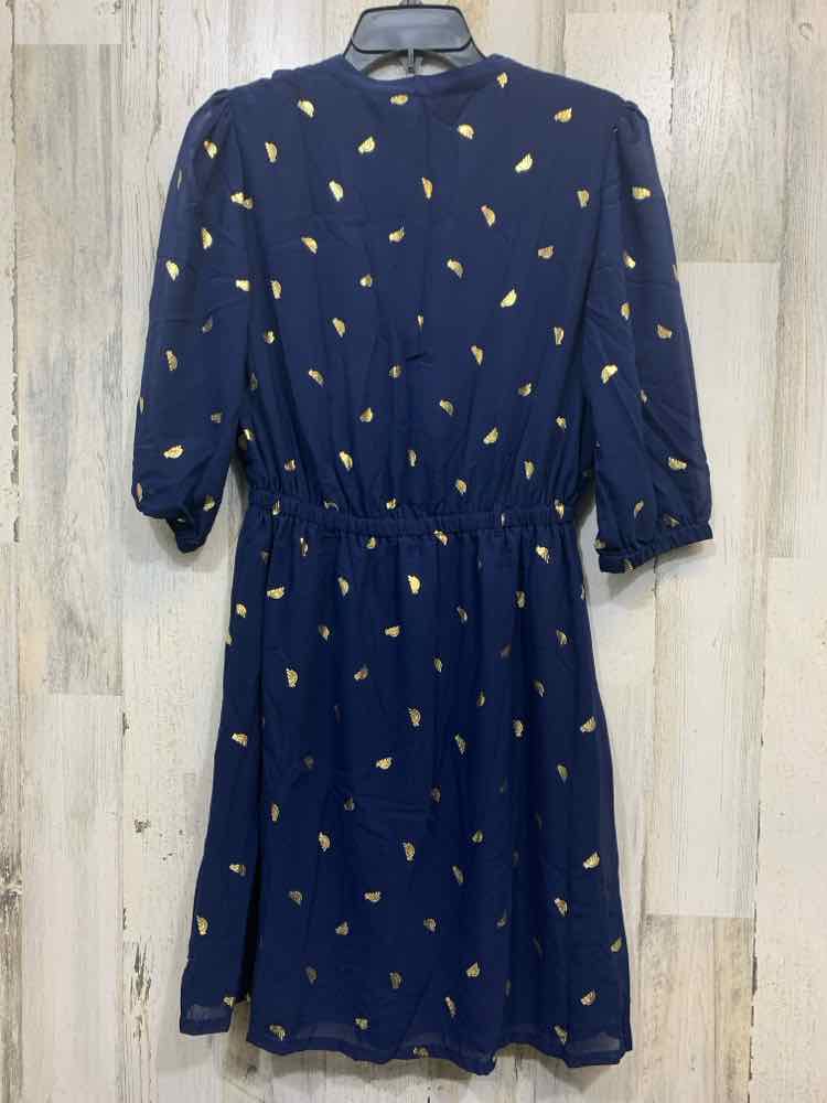PRE-OWNED YUMI Dresses and Skirts Size M NAVY/GOLD BIRD BLOUSON Dress/NAVY/GOLD