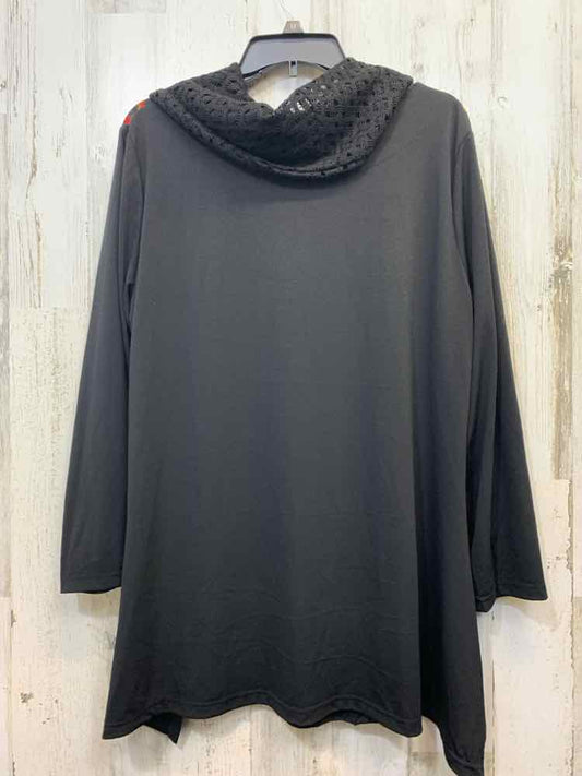 CALESSA Tops Size XL BLK/MULTI-COLOR WAVES COWL NECK TOP