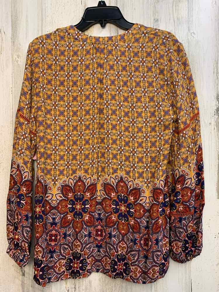 NWT NEW DIRECTION Tops Size S ORNG/YLOW/RED Floral BISHOP SLEEVES TOP/LIGHTWEIGH