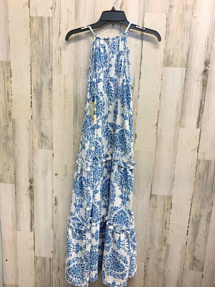 PRE-OWNED GRACE KARIN Dresses and Skirts Size S WHT/BLUE Paisley TIERED Dress