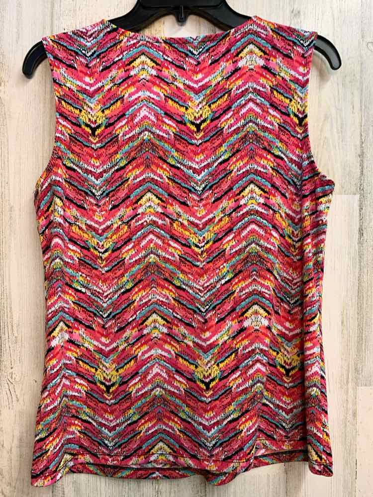 PRE-OWNED TALBOTS Tops Size S pnk/wht/blk FLOWERS/DOTS SLEEVELESS TOP