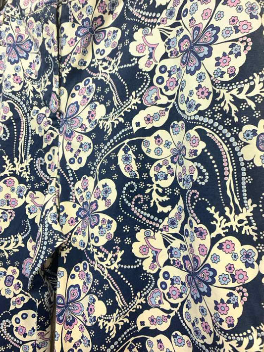 PRE-OWNED Size 12P TALBOTS BOTTOMS FLAT FRONT WHT/NVY/PRPL FLORAL CAPRI