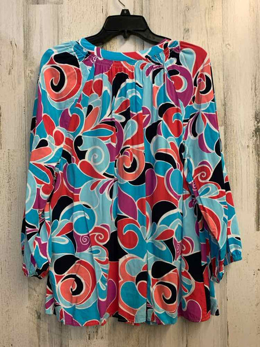 PRE-OWNED CROWN & IVY PLUS SIZES Size 2X BLK/BLU/PNK/PCH/WHT 3/4 SLEEVE TOP