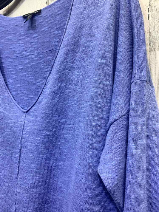 PRE-OWNED EILEEN FISHER Tops Size XL PERIWINKLE BLUE Solid LONG SLEEVE Blouse/V-