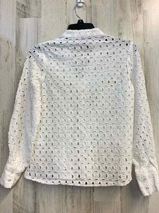 PRE-OWNED INC Tops Size XS White Eyelet COVER UP TOP/WHITE, LONG SLEEVE EYE-LET