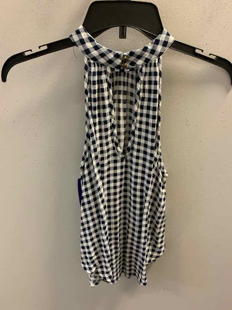 XHILARATION Tops Size S NVY/WHT Checkered SLEEVELESS TOP