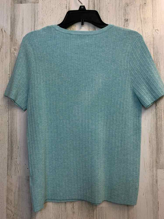 A NEW DAY Tops Size M AQUA RIBBED SHORT SLEEVES TOP