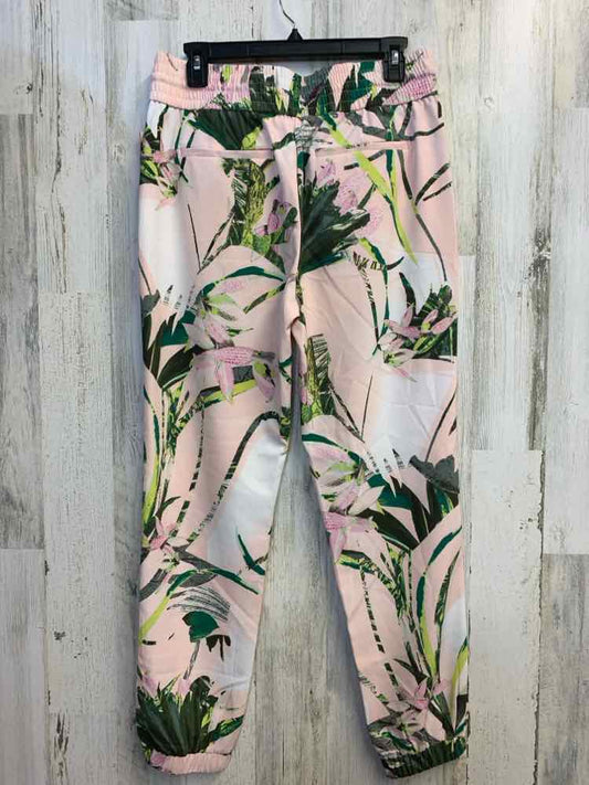 Size 14 NEW YORK & CO BOTTOMS PINK/GREEN TROPICAL FLORAL JOGGER Pants