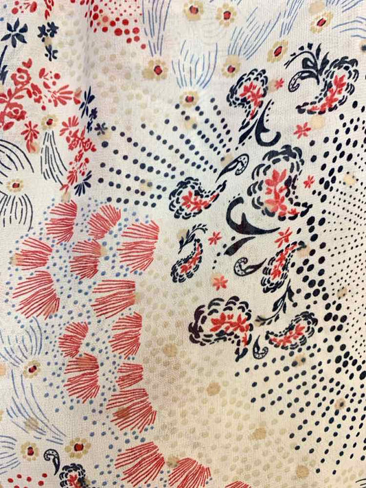 PRE-OWNED ZAC&RACHEL Tops Size PXL WHT/MULT-COLOR Floral SHORT SLEEVES TOP