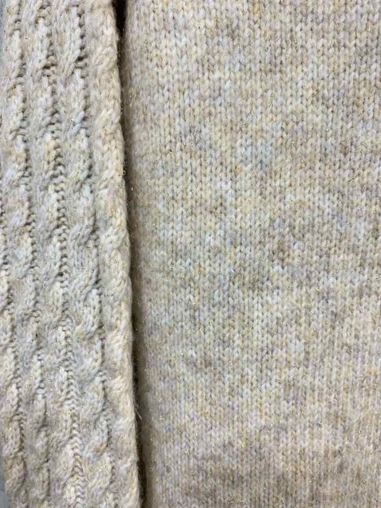 NWT STYLE & CO Size SP Tops Beige CABLE KNIT LONG SLEEVE MOCK NECK/RIB K SWEATER