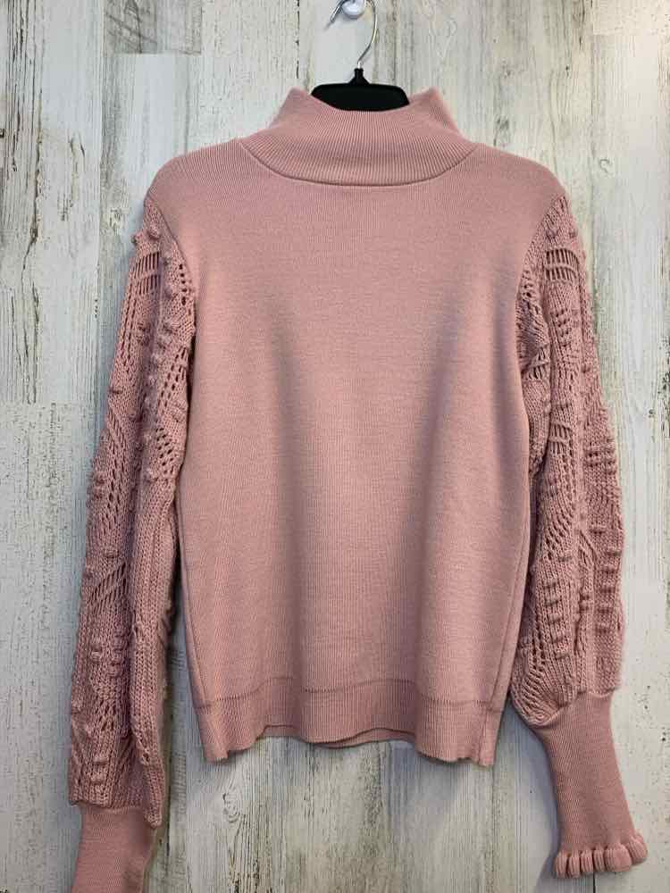 PRE-OWNED AQE FASHION Tops Size M MAUVE Solid SWEATER Sweater/SWEATER W/ CROCHET