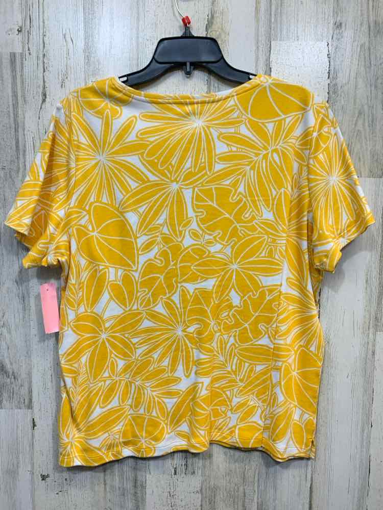 PRE-OWNED KIM ROGERS Tops Size XL yellow/wht Floral Shirt/YELLOW/WHITE FLORAL PA