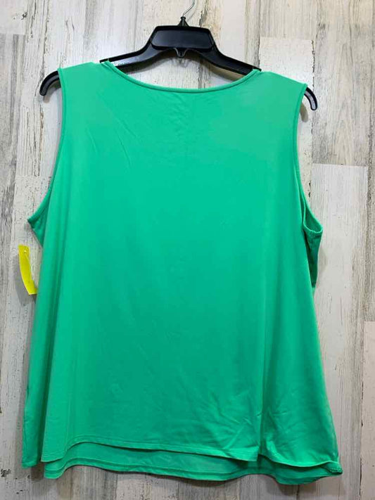 PRE-OWNED RUBY RD Tops Size 1X Green Solid SLEEVELESS Tank Top