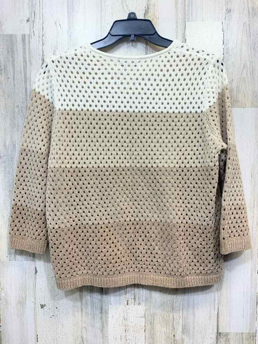 PRE-OWNED ALFRED DUNNER Tops Size M SHADES OF BROWN OMBRE LONG SLEEVE TOP/BROWN