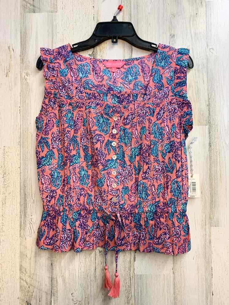 NWT SIMPLY SOUTHERN Tops Size S PINK/BLU/AQUA SEAHORSES SLEEVELESS TOP