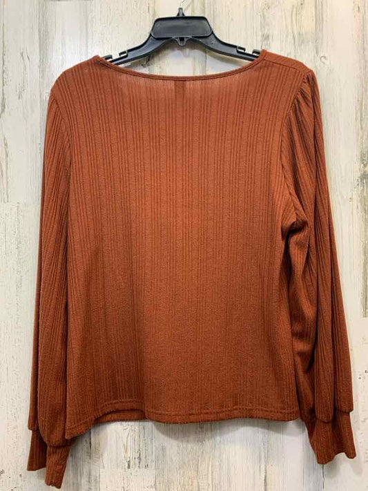 PRE-OWNED EMERY ROSE PLUS SIZES Size 3X RUST LONG SLEEVES TOP