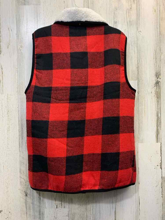 NWT MUDPIE JACKETS / COATS Size One Size BLK/RED BUFFALO CHECK Vest/SHERPA LININ