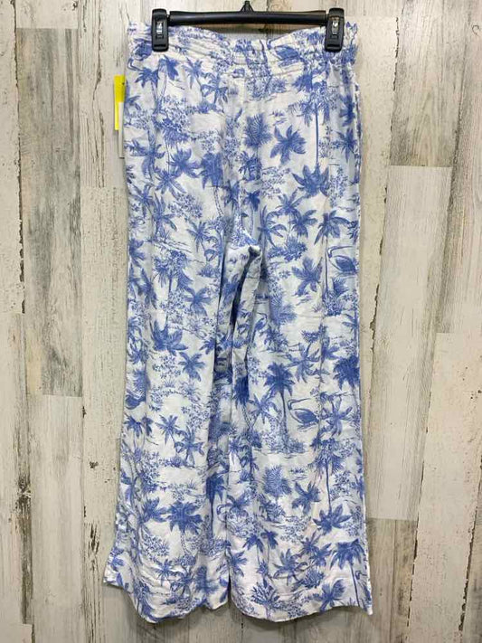 NWT Size S A NEW DAY BOTTOMS WHT/BLU PALM TREES WIDE LEG Pants