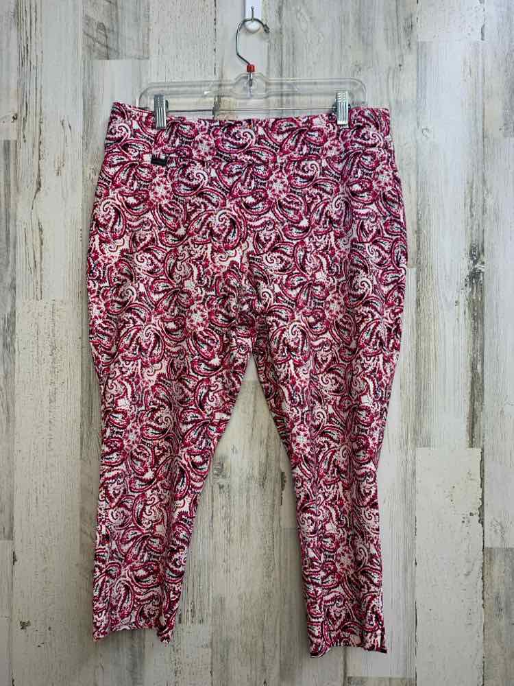 PRE-OWNED Size 14P PECK&PECK BOTTOMS FUCHIA Paisley CAPRI Pants/STRETCHY
