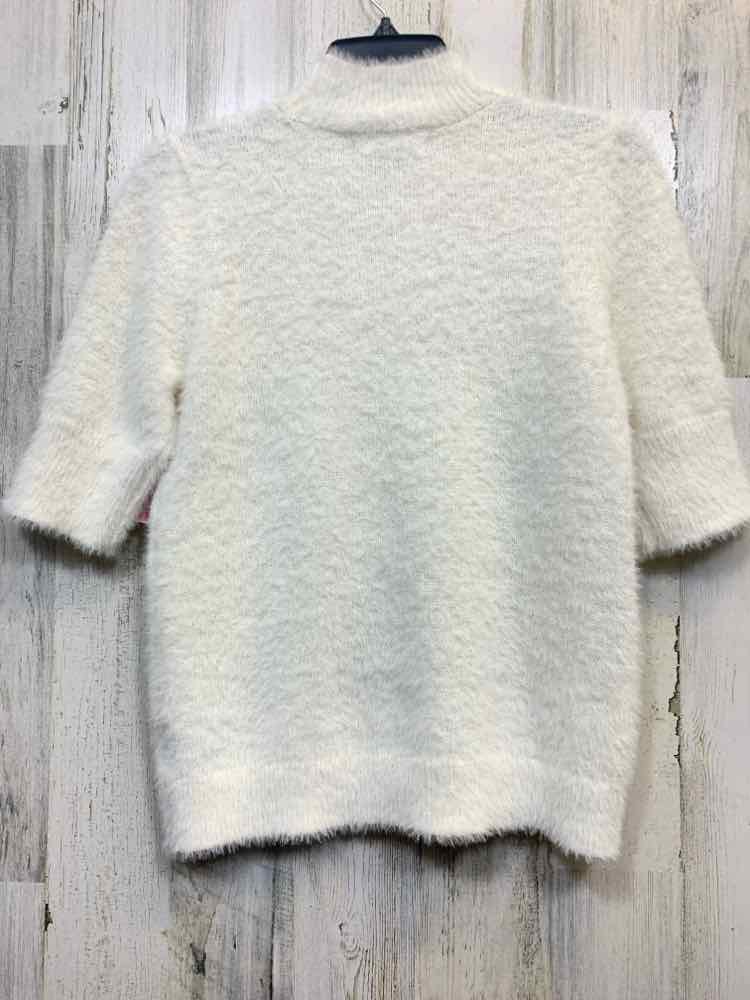 PRE-OWNED MARLED Tops Size S White FUZZY 3/4 LENGTH Sweater/WHITE FUZZY 3/4 LENG