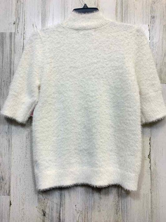 PRE-OWNED MARLED Tops Size S White FUZZY 3/4 LENGTH Sweater/WHITE FUZZY 3/4 LENG