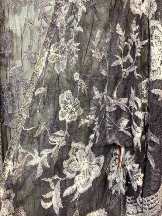 PRE-OWNED GIMMICKS Tops Size L GRAY/WHT Lace LONG Cardigan