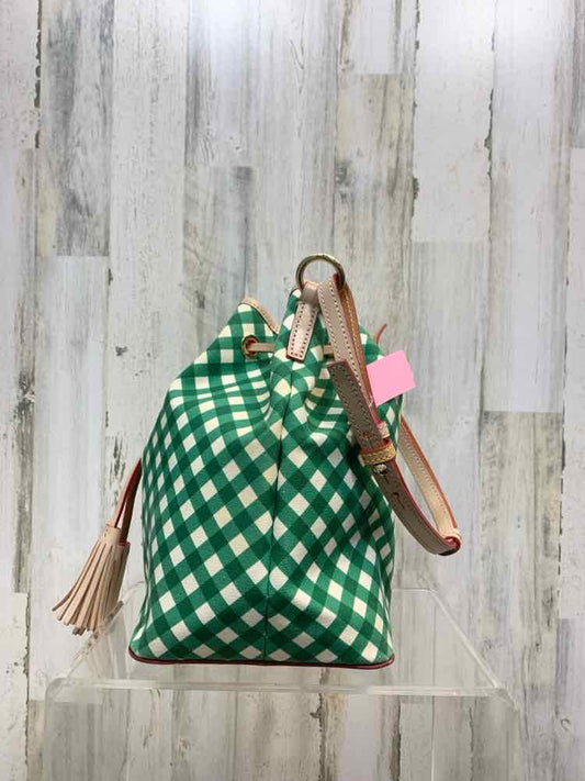 PRE-OWNED DOONEY & BOURKE WHITE/GREEN Handbag/GREEN/WHITE GINGHAM PATTERN BUCKE