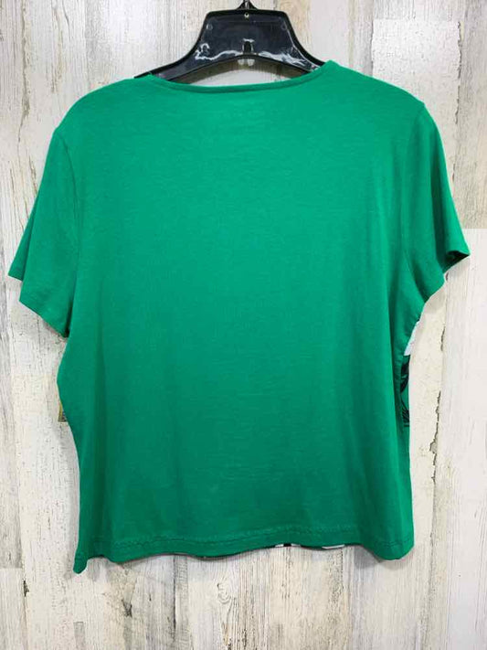 PRE-OWNED ZENERGY BY CHICO'S/RHINESTONE EMBELLISHED PALM/FLORAL PRINT TEE