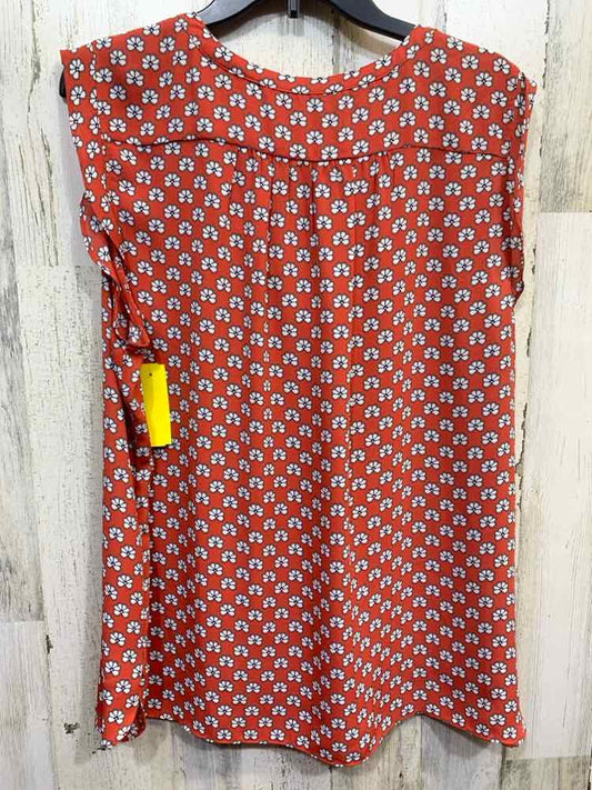 PRE-OWNED LOFT Tops Size XXL ORG/WHT/BLK Floral SLEEVELESS Blouse
