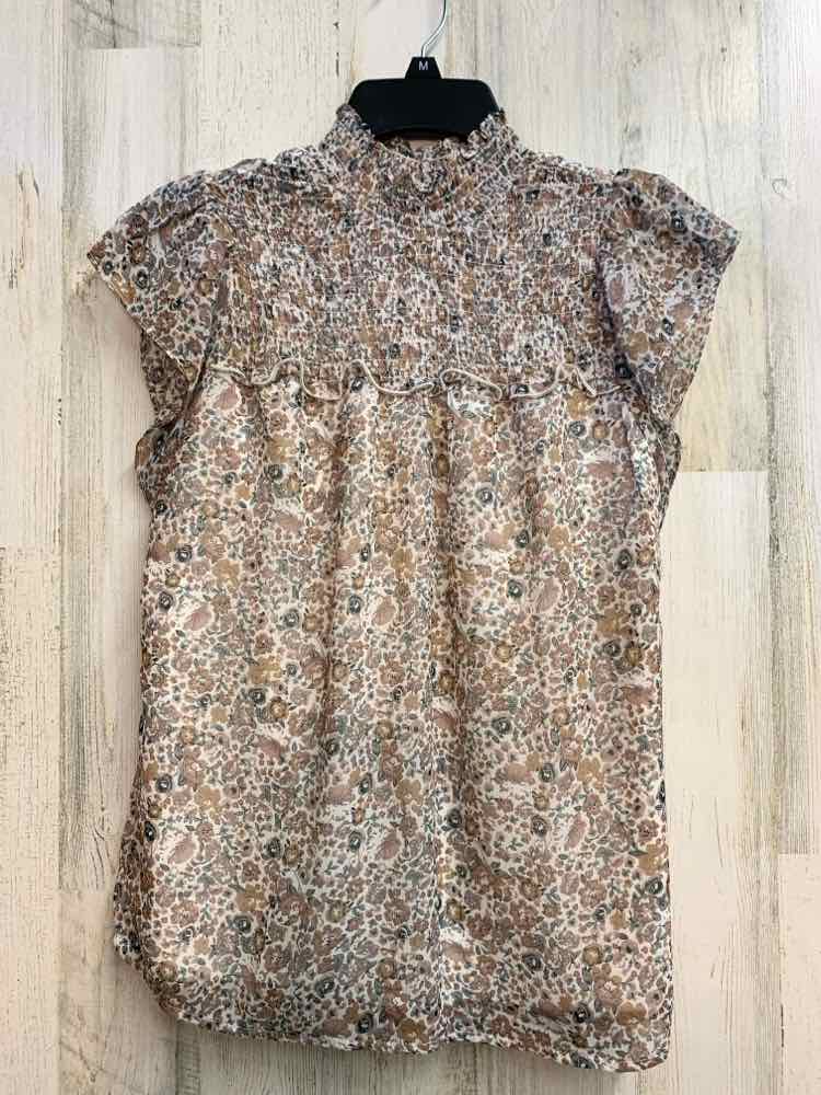 HAVER Tops Size S WHT/DUSTY ROSE/BEG/BLU Floral SLEEVELESS TOP