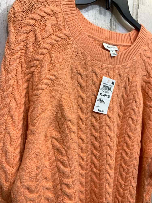 NWT ON 34TH Size XL Tops Orange CABLE KNIT LONG SLEEVES/CREW NECK SWEATER