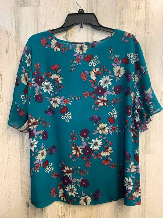 PRE-OWNED VAN HAUSEN Tops Size XL TORQ/BURGANDY/PURPLE/WHITE FLOWERS TOP/WINTER