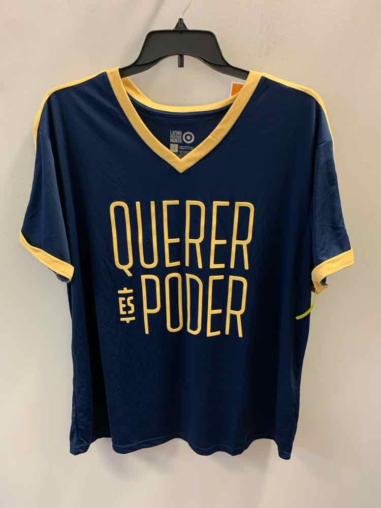 NWT TARGET PLUS SIZES Size 1X NAVY/YELL SHORT SLEEVES TOP