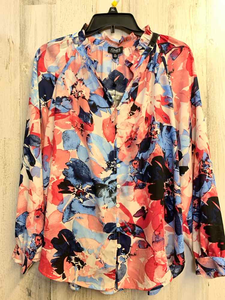 NWT JONES NEW YORK Tops Size PL PNK/BLU Floral LONG SLEEVES TOP