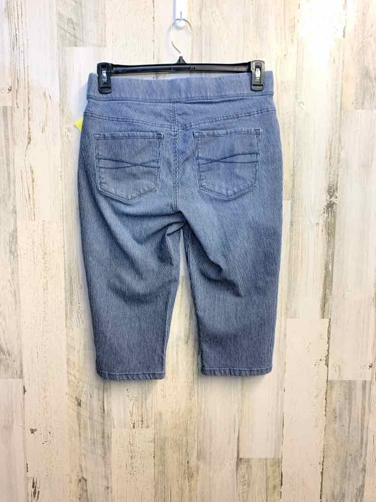Size 8 GLORIA VANDERBILT BOTTOMS NAVY/WHT Pinstripe CAPRI CAPRI