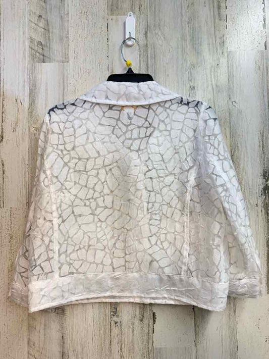 PRE-OWNED RUBY RD Tops Size 10P WHT CRACKS LONG SLEEVES TOP