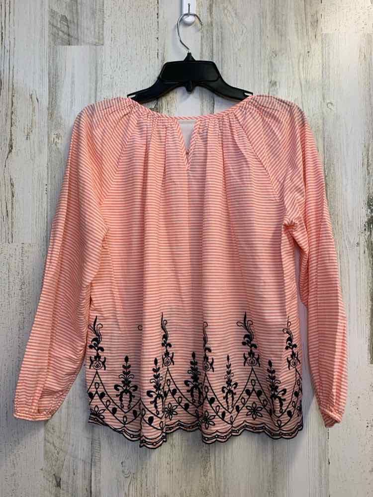 CROWN & IVY Tops Size XS ORG/WHT/NAVY Stripe LONG SLEEVES TOP