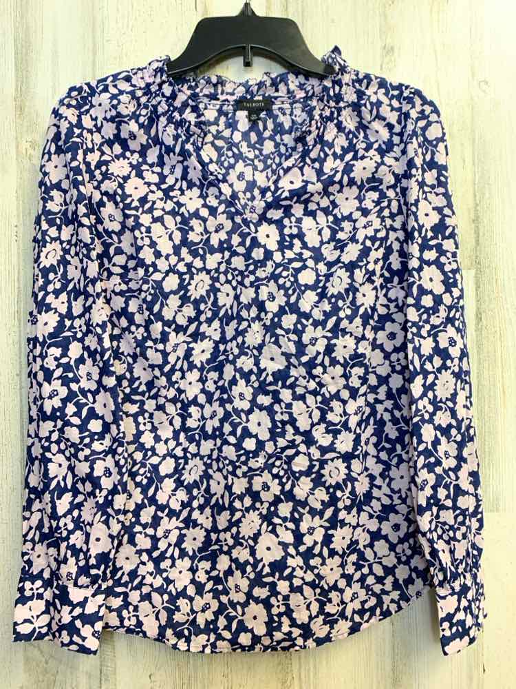 PRE-OWNED TALBOTS Tops Size XS BLU/PNK Floral LONG SLEEVES TOP