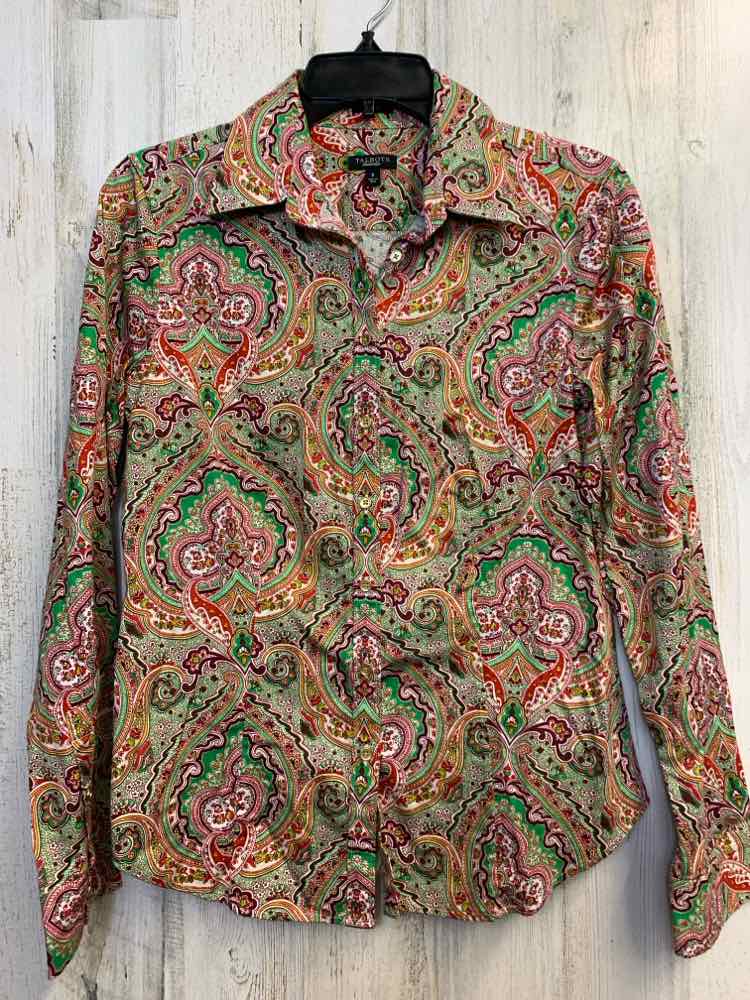 TALBOTS Tops Size 8 LIME/RED/WINE/WHT Paisley LONG SLEEVES Shirt