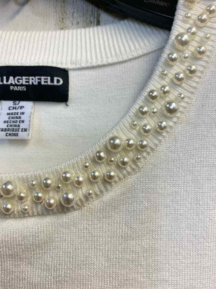 PRE-OWNED KARL LAGERFELD Tops Size S WHT SHORT SLEEVES TOP