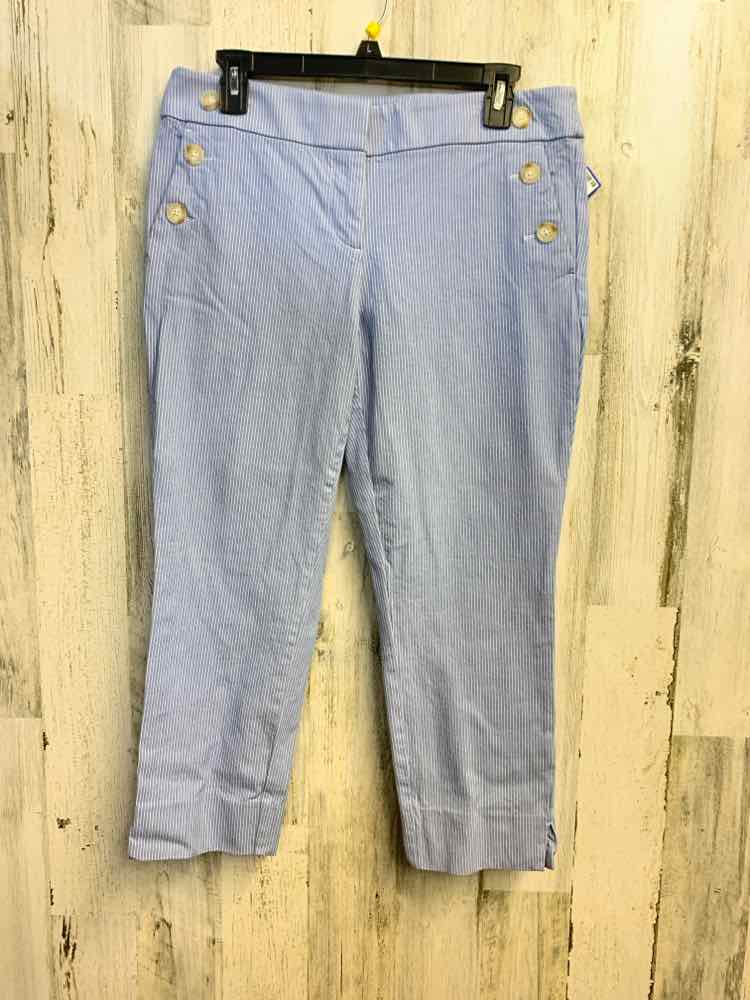 PRE-OWNED Size 8P LOFT BOTTOMS WHT/BLUE Stripe CAPRI