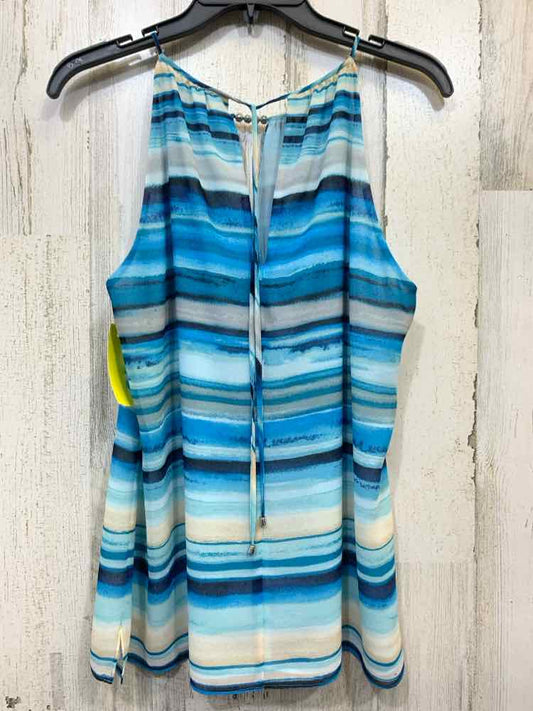 PRE-OWNED WHITE HOUSE/BLACK MARKET Tops Size M Blue STIPES/STROKES Blouse