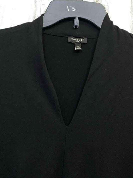 PRE-OWNED TALBOTS PLUS SIZES Size 2X BLACK 3/4 SLEEVES V NECKLINE TOP