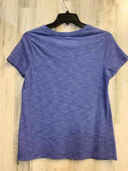 PRE-OWNED MOSSIMO Tops Size XL BLUE/WHITE Stripe SHORT SLEEVES TOP/BLUE & WHITE